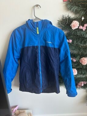 Eddie Bauer Kids' Two-Tone Blue Hooded Rain Jacket